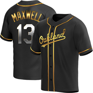 Black Golden Replica Bruce Maxwell Men's Oakland Athletics Alternate Jersey