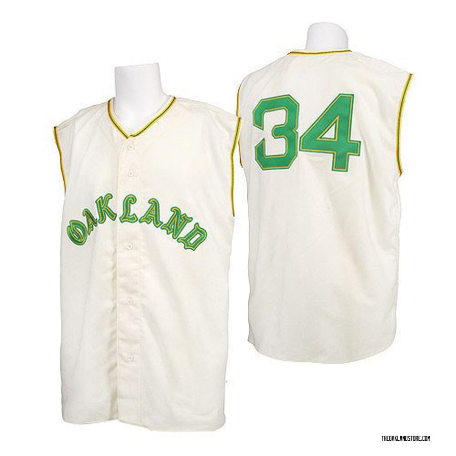 Cream Authentic Rollie Fingers Men's Oakland Athletics 1968 Throwback Jersey