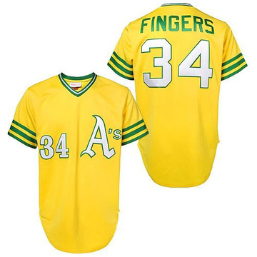 Gold Replica Rollie Fingers Men's Oakland Athletics Throwback Jersey