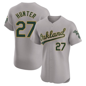 Gray Elite Catfish Hunter Men's Oakland Athletics Road Jersey