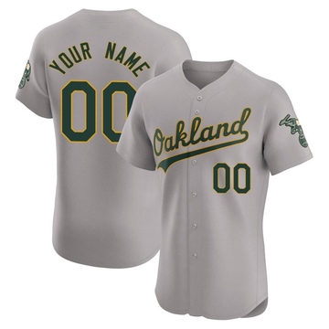 Gray Elite Custom Men's Oakland Athletics Road Jersey