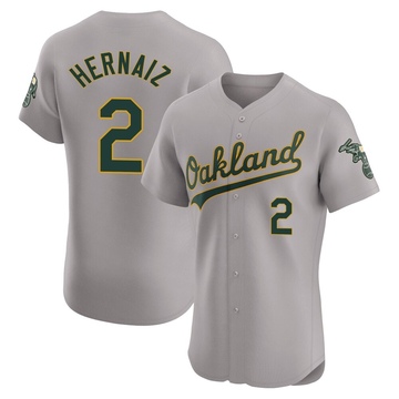 Gray Elite Darell Hernaiz Men's Oakland Athletics Road Jersey