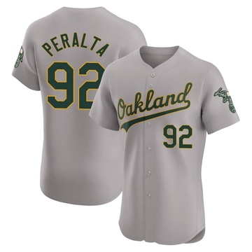 Gray Elite Elvis Peralta Men's Oakland Athletics Road Jersey