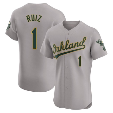 Gray Elite Esteury Ruiz Men's Oakland Athletics Road Jersey