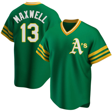 Green Replica Bruce Maxwell Men's Oakland Athletics R Kelly Road Cooperstown Collection Jersey