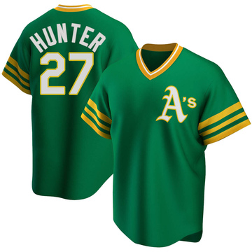 Green Replica Catfish Hunter Youth Oakland Athletics R Kelly Road Cooperstown Collection Jersey