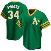 Green Replica Rollie Fingers Men's Oakland Athletics R Kelly Road Cooperstown Collection Jersey