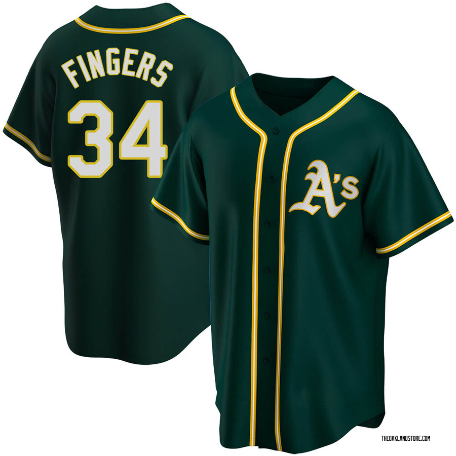 Green Replica Rollie Fingers Youth Oakland Athletics Alternate Jersey
