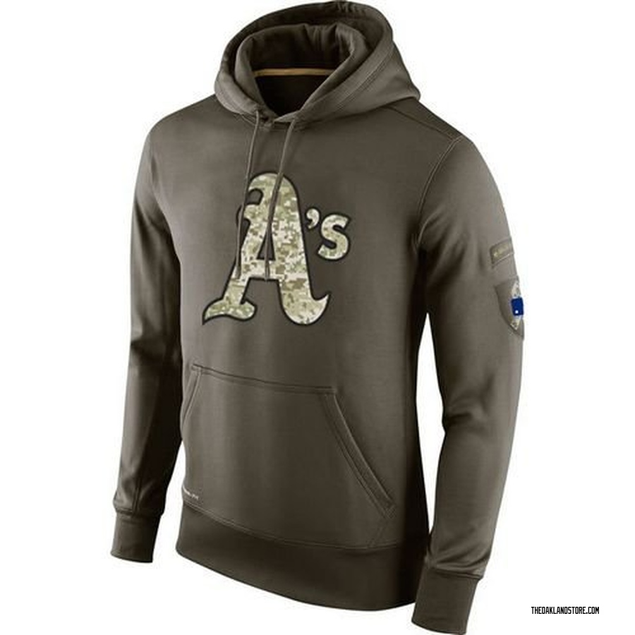 Olive Men's Oakland Athletics Salute To Service KO Performance Hoodie