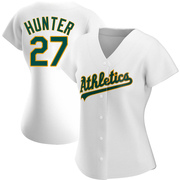 White Authentic Catfish Hunter Women's Oakland Athletics Home Jersey