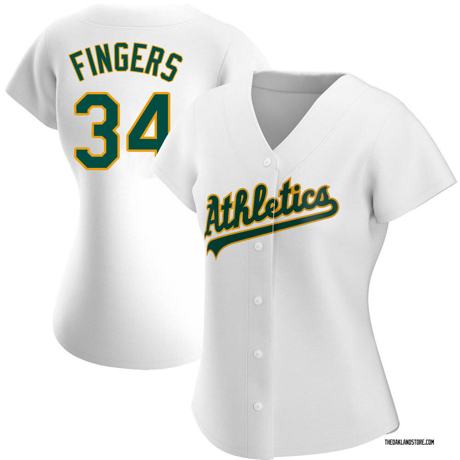 White Authentic Rollie Fingers Women's Oakland Athletics Home Jersey