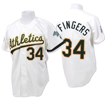White Replica Rollie Fingers Men's Oakland Athletics Throwback Jersey