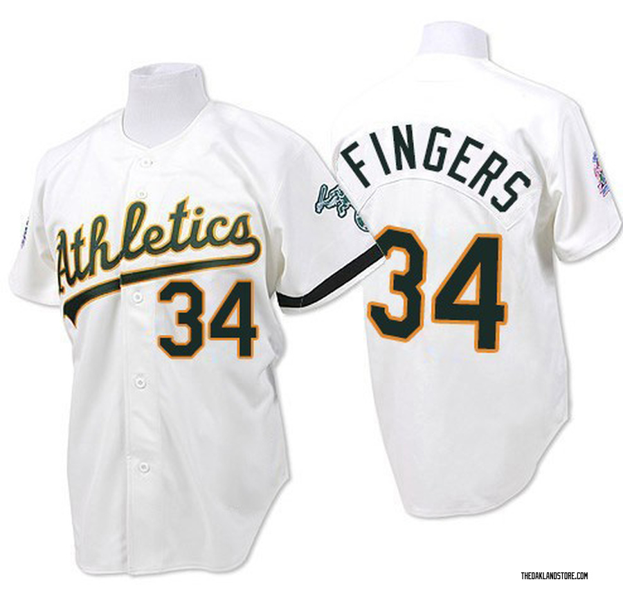 White Replica Rollie Fingers Men's Oakland Athletics Throwback Jersey